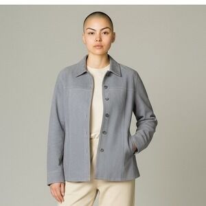 Vintage A.M.I. Gray Suede Leather Button Down Jacket Size Medium Y2K 90s Shacket